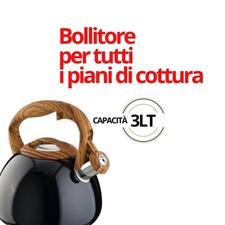 BOLLITORE 3L TEVA CON FISCHIO MANICO EFFETTO LEGNO-PER TUTTI I PIANI DI COTTURA