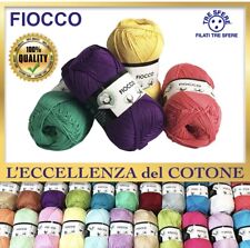 GOMITOLO DA 50 gr. "FIOCCO"  (alta qualità)" 100% COTONE 125 MT.  Tutti I Colori