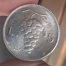 5 LIRE 1947 ULIVO REPUBBLICA ITALIANA FALSO DA STUDIO DI OTTIMA MANIFATTURA RARA