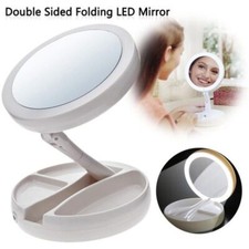 Specchio Per il Trucco Girevole Bifacciale Luce LED Ingrandimento 10X