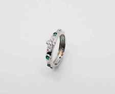 ANELLO ROSARIO CON ZIRCONI BIANCHI E VERDE IN ARGENTO 925 RODIATO IN ORO BIANCO