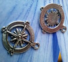 10 CHARM ROSA DEI VENTI - BUSSOLA IN ARGENTO TIBETANO - CIONDOLO - MARE - NUOVI