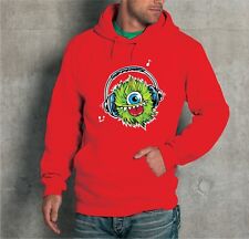 FELPA CON CAPPUCCIO UNISEX " MONSTER " MOSTRO ALIENO MUSICA MUSIC UOMO DONNA