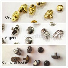 25pz Borchie sfuse teschio rivetto color argento oro canna di fucile  skull stud
