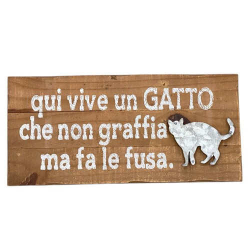 Targa legno per gatti - targa,