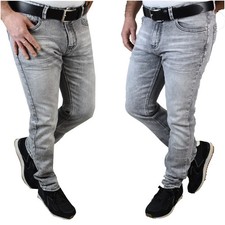 Jeans da Uomo Elasticizzato Slim fit Regular a Vita Bassa Grigio Skinny 48 50 52
