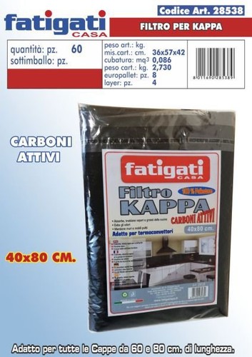 Filtro per cappa 40x80 carboni - per,