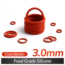 O-ring per uso alimentare 3 mm sezione trasversale 10 mm-100 mm OD guarnizioni silicone rosso O-ring