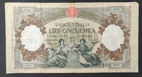 Rara italia banconota - italia, 5.000