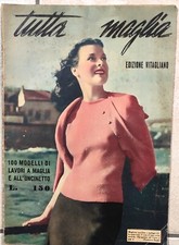 RIVISTA TUTTA MAGLIA UNCINETTO MODA FEMMINILE ANNI 50