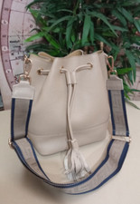 Borsa secchiello color tortora vera pelle donna ragazza con 2 tracolle