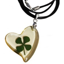 Collana Ciondolo a Forma di Cuore Con Quadrifoglio Fortuna Portafortuna Unisex