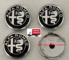 COPRIMOZZO ALFA ROMEO GIULIETTA MITO BRERA 159 STAPPI RUOTA BLACK SILVER 60mm