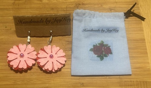 Orecchini fiore rosa - rosso, con