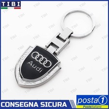 PORTACHIAVI AUDI METALLO NERO METALLO KEYCHAIN LOGO STEMMA CIONDOLO A1 A2 A3 Q3