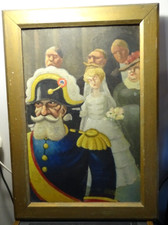 +tableau de Georges Laisney , huile sur panneau scène de mariage +