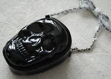 Borsa a tracolla nera a forma di teschio brevettata catena gotica punk rock Halloween 20x15 cm