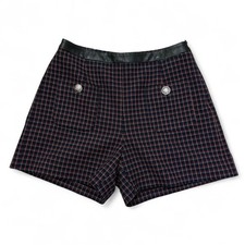 CLAUDIE PIERLOT Shorts pantaloncino blu fantasia quadretti rossi Tg EUR 34