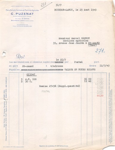 943 facture puzenat a - ,
