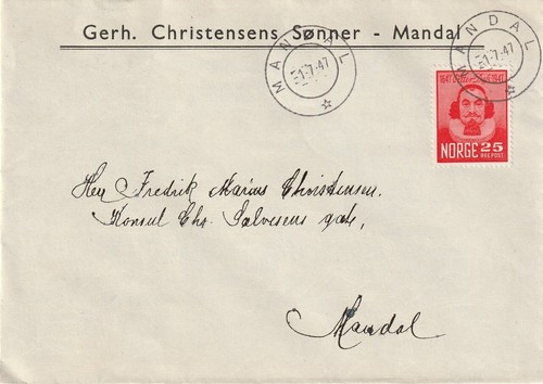 Norvegia fdc mandal 1947 - norvegia:,