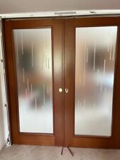 Porta scorrevole doppia colore ciliegio con vetro satinato 