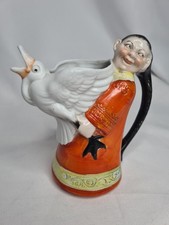 Antica brocca creatore gru uomo asiatico porcellana tedesca Shafer Father 1900 ex condizioni