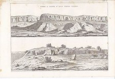 ARCHEOLOGIA TOMBE A CASTEL D'ASSO VITERBO Incisione Stampa Antica 1866 Originale