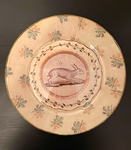 Piatto lepre decoupage vintage