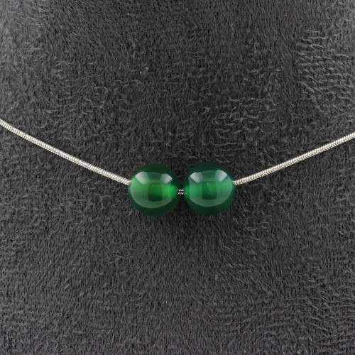 Collana perle agata verde 8 - collana,