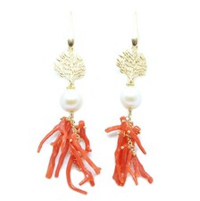 ORECCHINI DI CORALLO CON PERLE