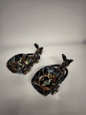 Due Asinelli in ceramica maiolica Lustro Deruta Serafino Volpi.