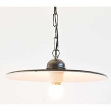 Lampadario a sospensione in ferro con piatto smaltato 30 cm interno ed esterno