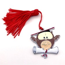Ciondolo LAUREA Gufo Gufetto con ali con nappina rossa BOMBONIERA 0W4X