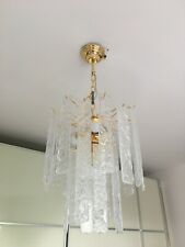 Lampadario contemporaneo in vetro di Murano "Listello" con cornice in metallo oro 24k