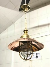 Lampada a sospensione in ottone e rame | Plafoniera antica nautica arredament...