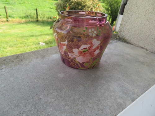 Ancien vase verre - en, émaillé
