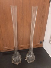 Coppia Di Vasi In Vetro Murano ? No Stampati.ALTI 80 CM. DESIGN ANNI 70 ,80