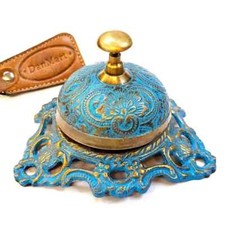 Tavolo vintage ottone liscio campana blu scrivania servizio ufficio hotel