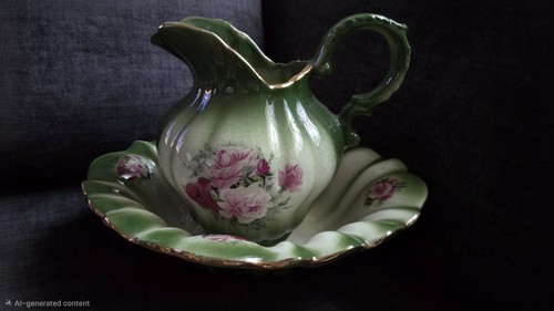 Antiqur green wash basin - green,