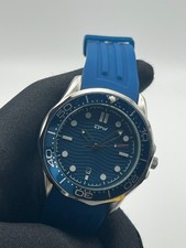 Orologio uomo datario automatico quadrante blu cinturino silicone blu cassa 42