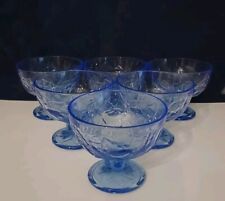 Coppe Vetro Azzurro Blu Per Gelato Macedonia Design In Rilievo Vintage
