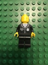 LEGO OMINO POLIZIOTTO POLICEMAN MINIFIGURE , Divisa Nero Testa Torace Gambe