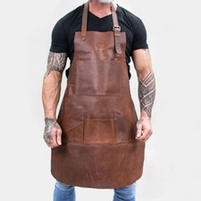 Grembiule Pelle Bbq Uomo Lavorazione Legno Fabbro Abbigliamento Lavoro Macell...