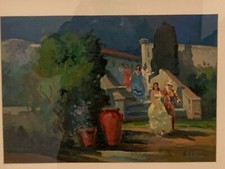 Quadro maestro RENATO NATALI - NOTTURNO/MASCHERE autentic.dal pittore 33x55 cm.