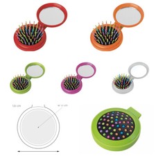 Spazzola Tascabile con Specchietto + Astuccio Compatta Portatile  Gadget Regalo