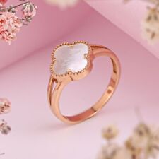 Anello oro rosa 585 fiore trifoglio foglia con madreperla 10mm oro rosa 14kt 💖💖💖