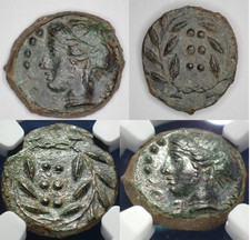 🔥 430-407 a.C. SICILIA, HIMERA AE Hemilitron (1/2 litro) NGC XF