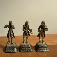 3 STATUE MINIATURA GIUSEPPE VASARI METALLO ARGENTATO SERIE MUSICANTI .