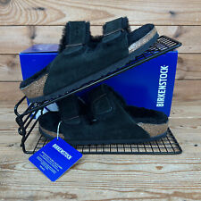 Sandali Birkenstock donna UK 4,5 Arizona shearling nero foderati in pelliccia scivolo stretto