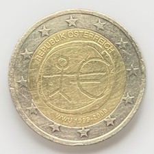 Moneta RARA da Collezione. 2 euro REPUBLIK ÖSTERREICH 1999-2009 errore di conio